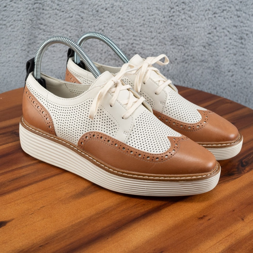 Cole Haan - Womens Original Grand Platform Wingtip Oxford Size 7 Pecan